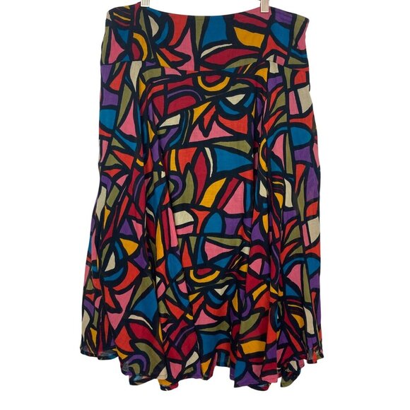 French Connection Dresses & Skirts - Vintage French Connection Colorful Boho Midi Skirt Womens 12 Cotton Flowy Lined